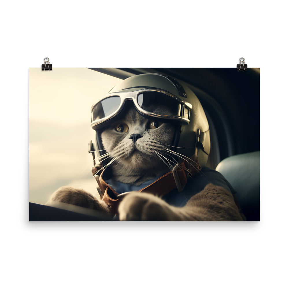 British Shorthair Pilot Photo paper poster - PosterfyAI.com