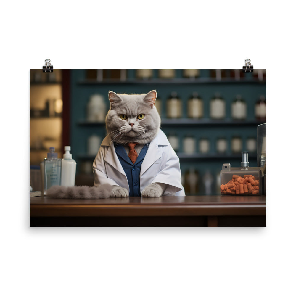 British Shorthair Pharmacist Photo paper poster - PosterfyAI.com