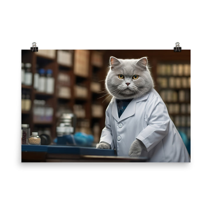 British Shorthair Pharmacist Photo paper poster - PosterfyAI.com