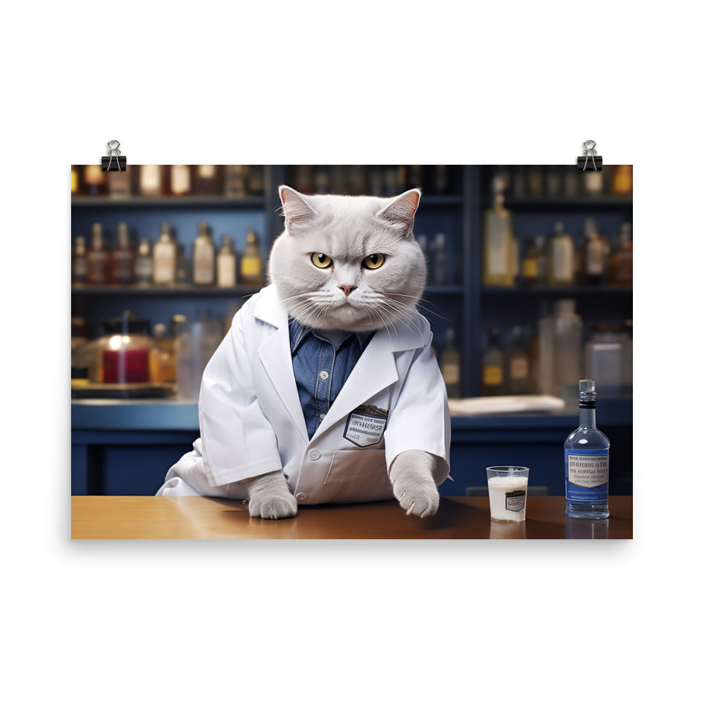 British Shorthair Pharmacist Photo paper poster - PosterfyAI.com