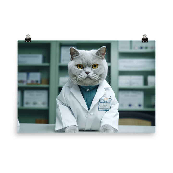 British Shorthair Pharmacist Photo paper poster - PosterfyAI.com