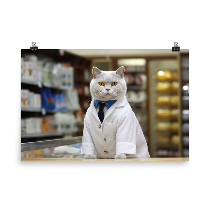 British Shorthair Pharmacist Photo paper poster - PosterfyAI.com