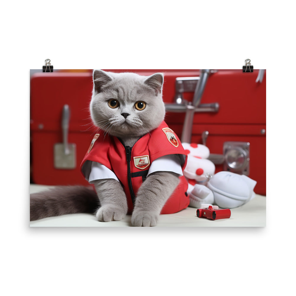 British Shorthair Paramedic Photo paper poster - PosterfyAI.com