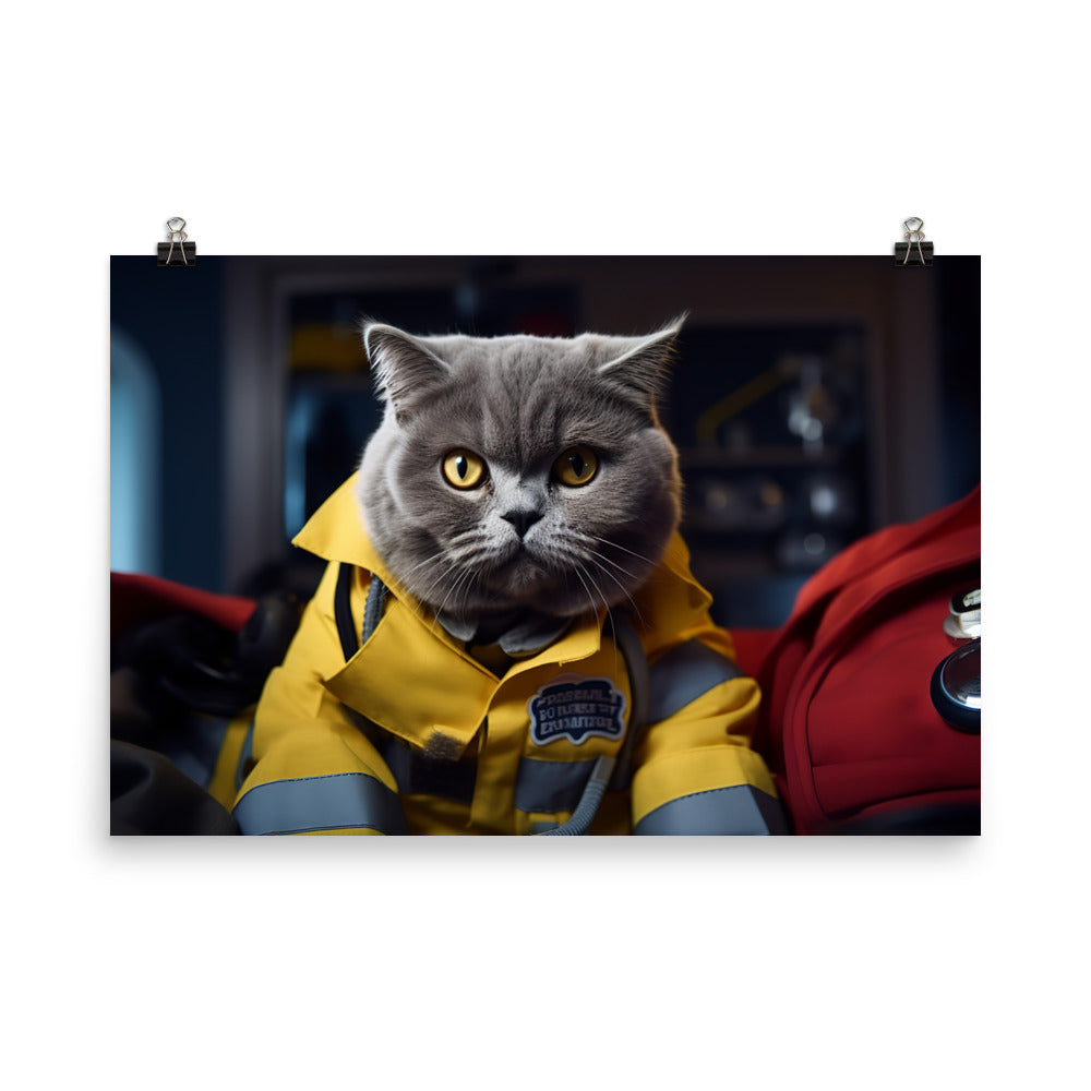 British Shorthair Paramedic Photo paper poster - PosterfyAI.com