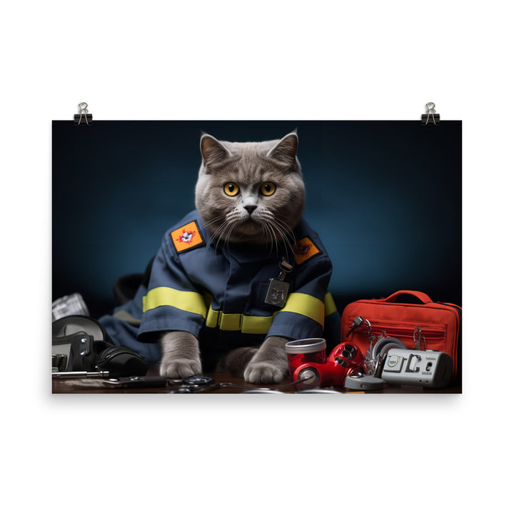 British Shorthair Paramedic Photo paper poster - PosterfyAI.com