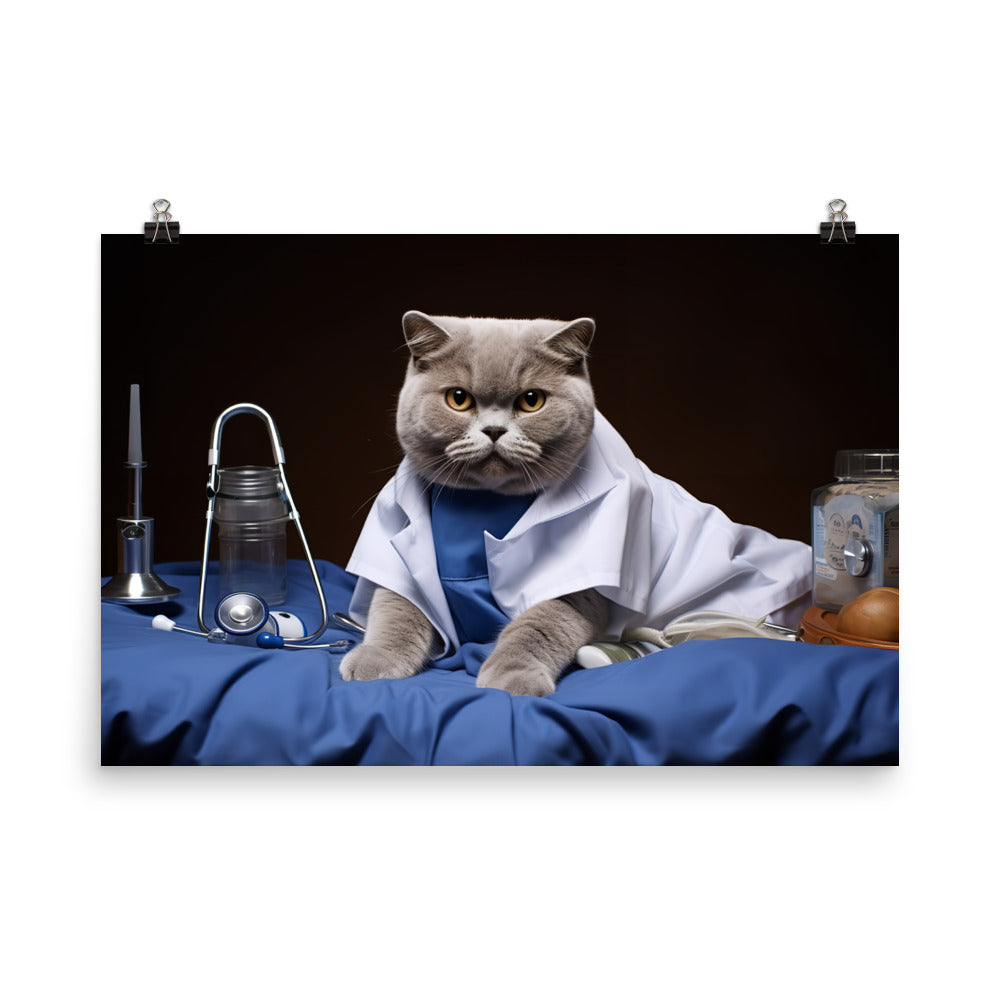 British Shorthair Nurse Photo paper poster - PosterfyAI.com