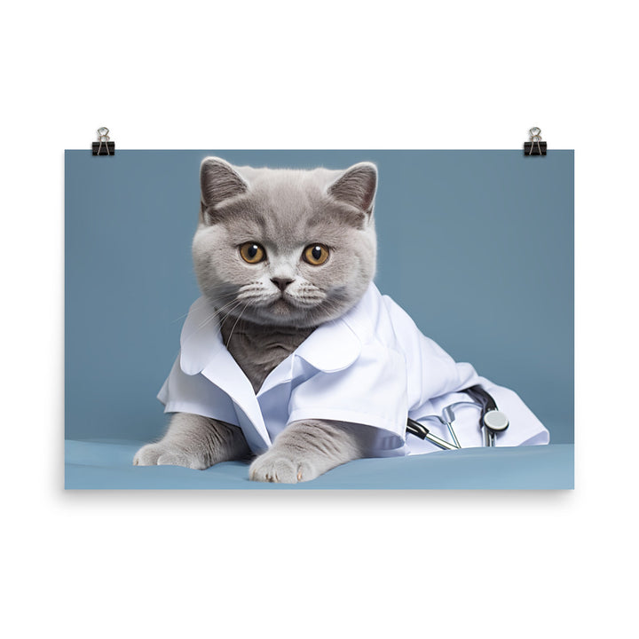 British Shorthair Nurse Photo paper poster - PosterfyAI.com