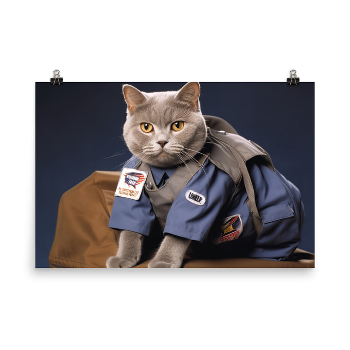 British Shorthair Mail Carrier Photo paper poster - PosterfyAI.com