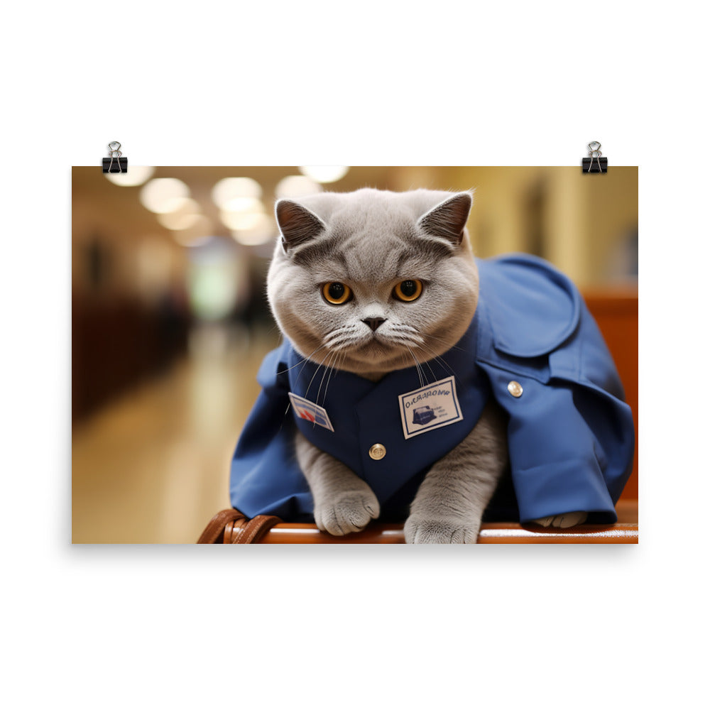 British Shorthair Mail Carrier Photo paper poster - PosterfyAI.com