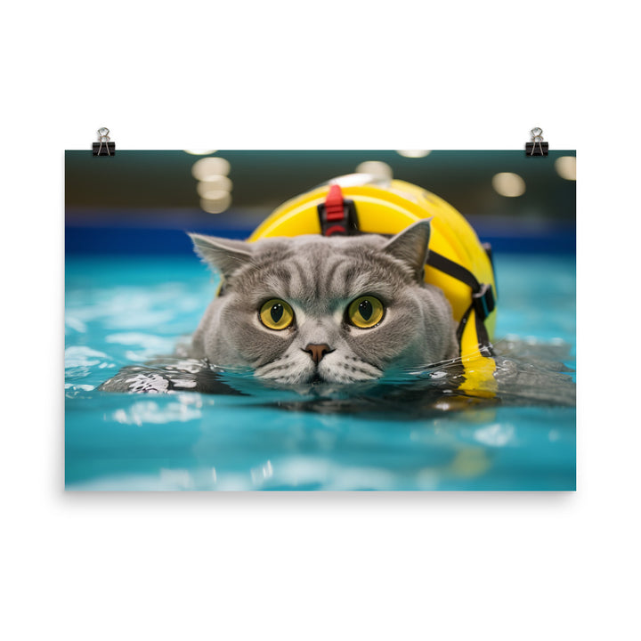 British Shorthair Lifeguard Photo paper poster - PosterfyAI.com