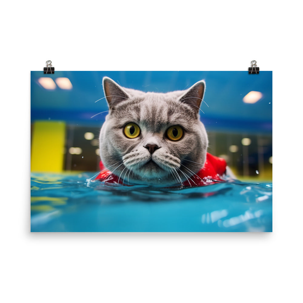 British Shorthair Lifeguard Photo paper poster - PosterfyAI.com