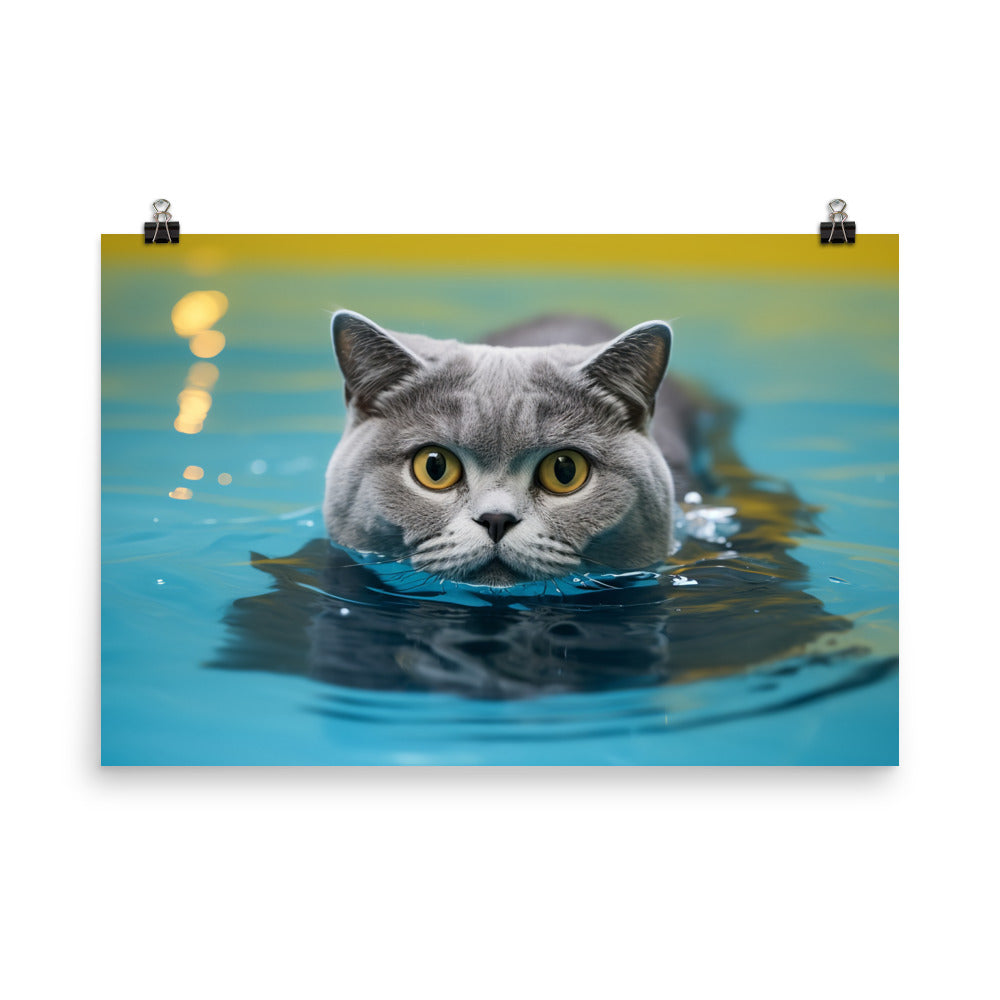 British Shorthair Lifeguard Photo paper poster - PosterfyAI.com