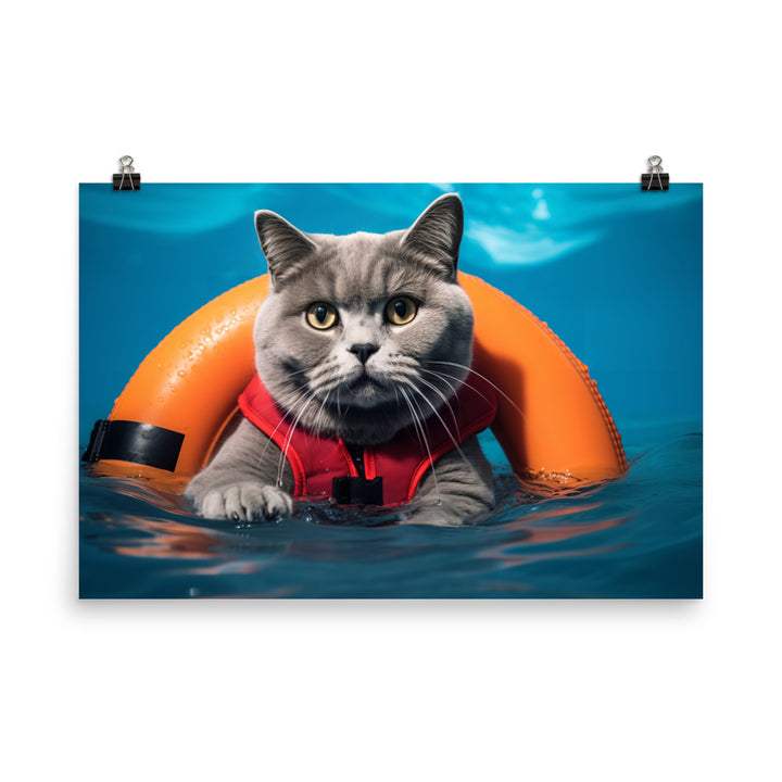 British Shorthair Lifeguard Photo paper poster - PosterfyAI.com