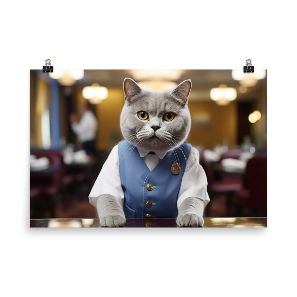 British Shorthair Hotel Staff Photo paper poster - PosterfyAI.com