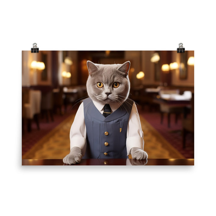 British Shorthair Hotel Staff Photo paper poster - PosterfyAI.com