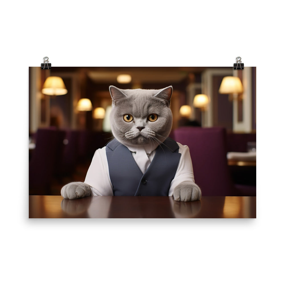 British Shorthair Hotel Staff Photo paper poster - PosterfyAI.com