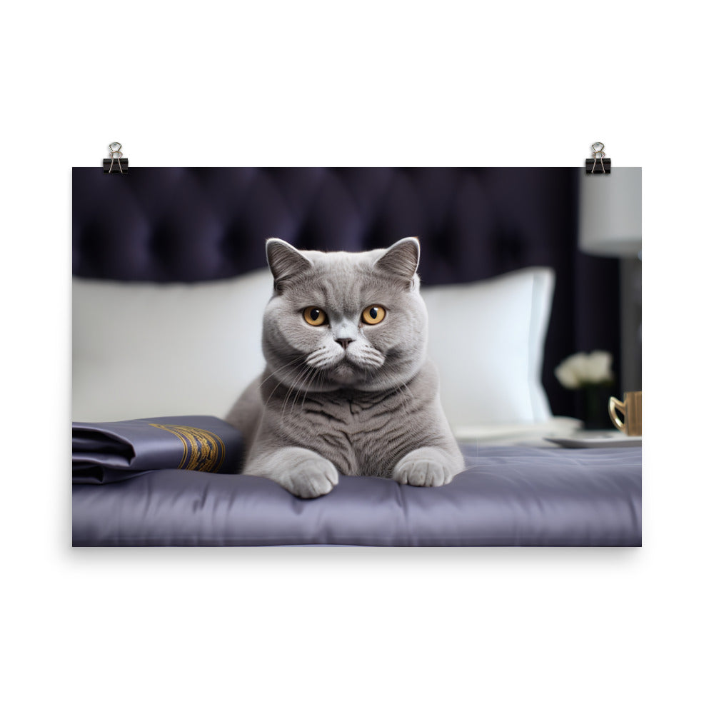 British Shorthair Hotel Staff Photo paper poster - PosterfyAI.com