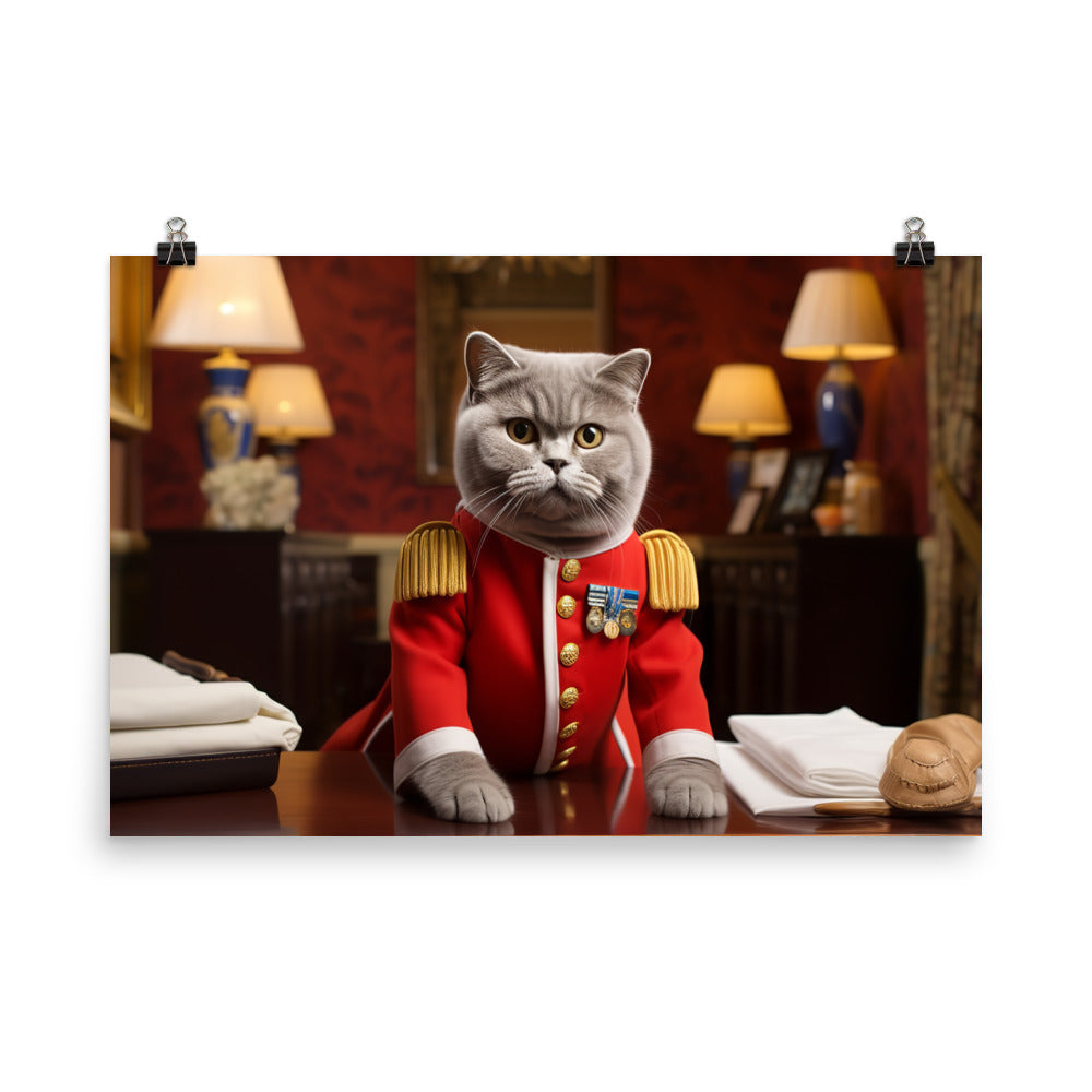 British Shorthair Hotel Staff Photo paper poster - PosterfyAI.com