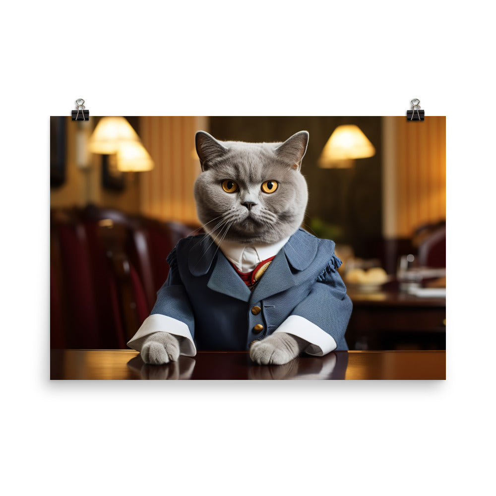 British Shorthair Hotel Staff Photo paper poster - PosterfyAI.com