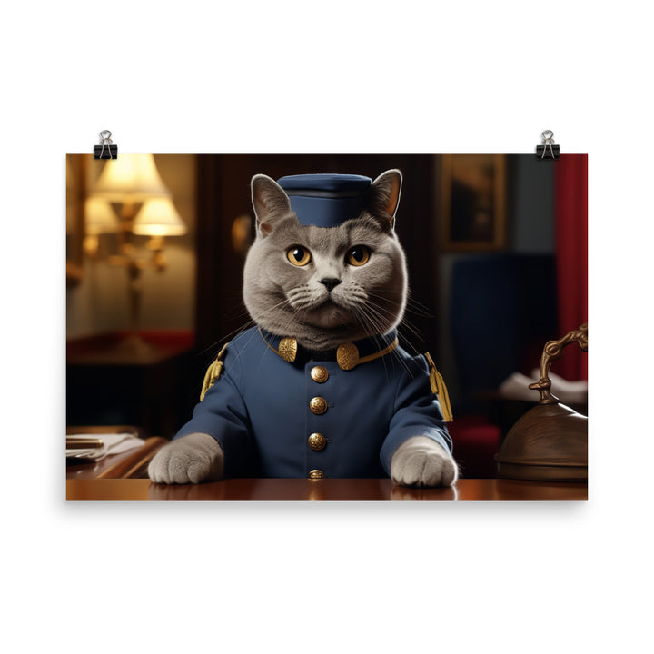 British Shorthair Hotel Staff Photo paper poster - PosterfyAI.com