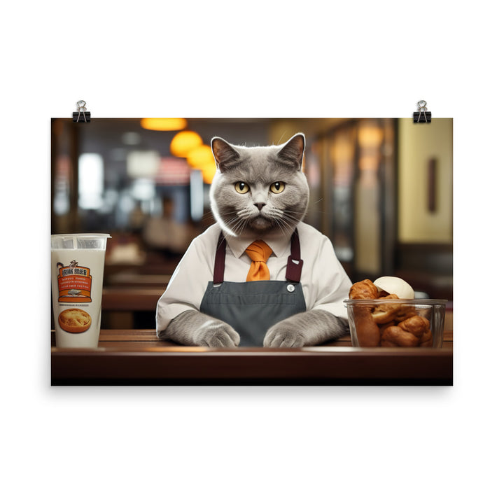 British Shorthair Fast Food Crew Photo paper poster - PosterfyAI.com