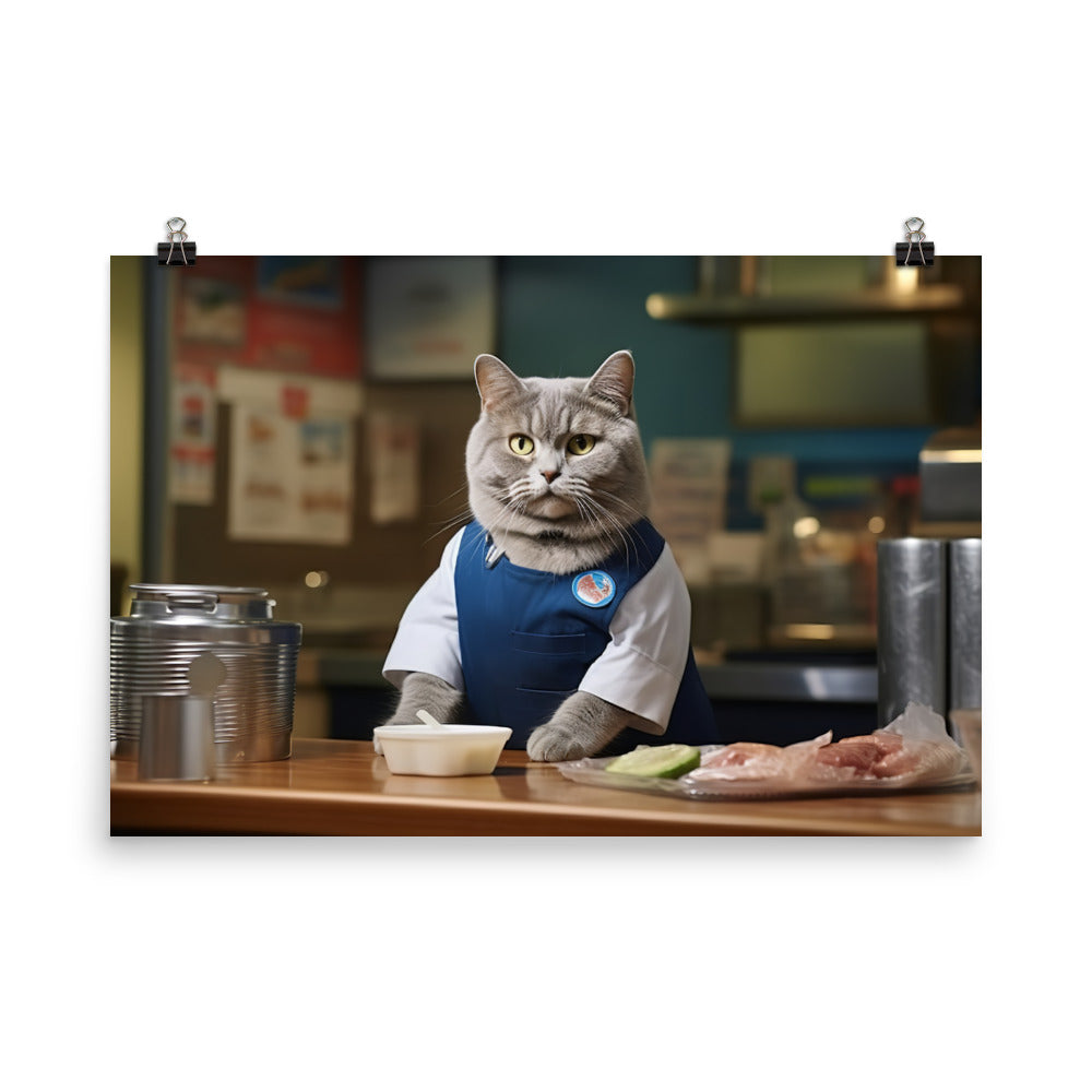 British Shorthair Fast Food Crew Photo paper poster - PosterfyAI.com