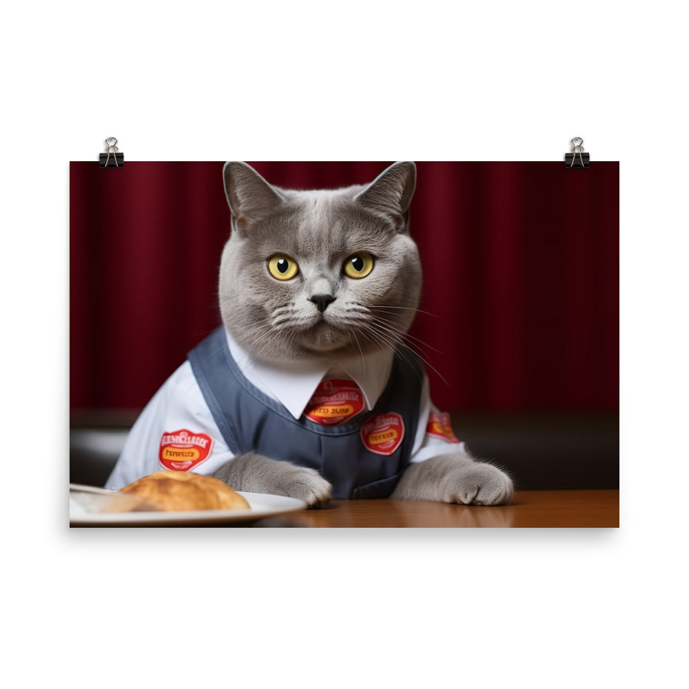 British Shorthair Fast Food Crew Photo paper poster - PosterfyAI.com