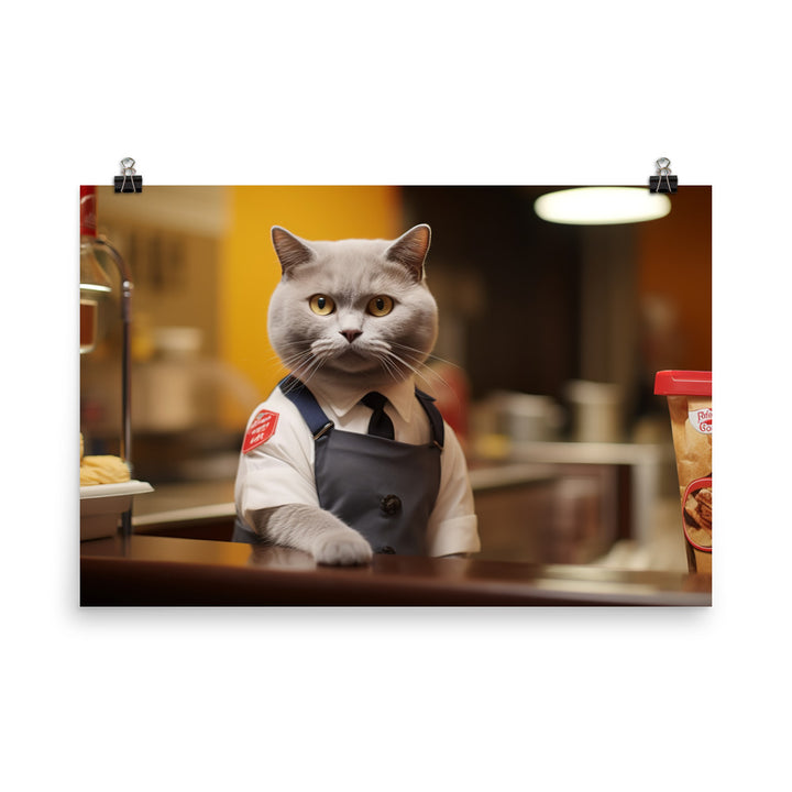 British Shorthair Fast Food Crew Photo paper poster - PosterfyAI.com