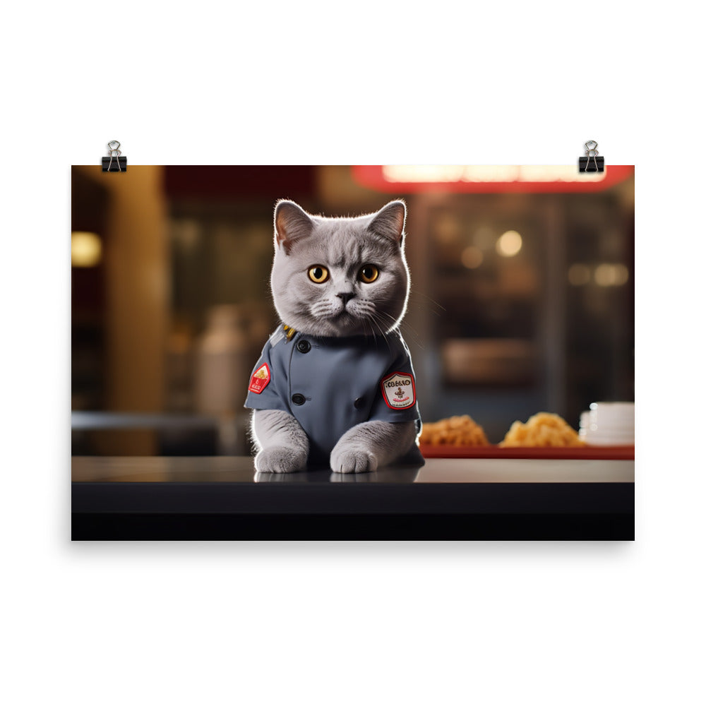 British Shorthair Fast Food Crew Photo paper poster - PosterfyAI.com