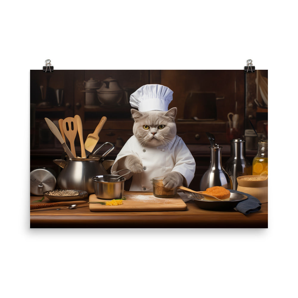 British Shorthair Chef Photo paper poster - PosterfyAI.com