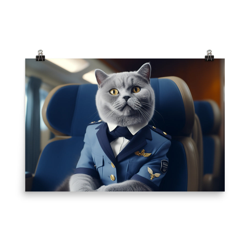 British Shorthair Cabin Crew Photo paper poster - PosterfyAI.com