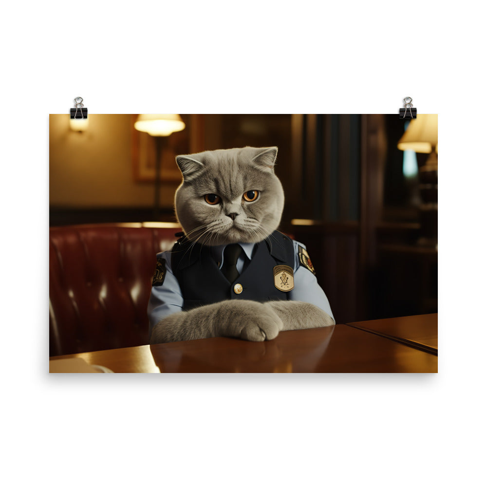 Scottish Fold Security Officer Photo paper poster - PosterfyAI.com