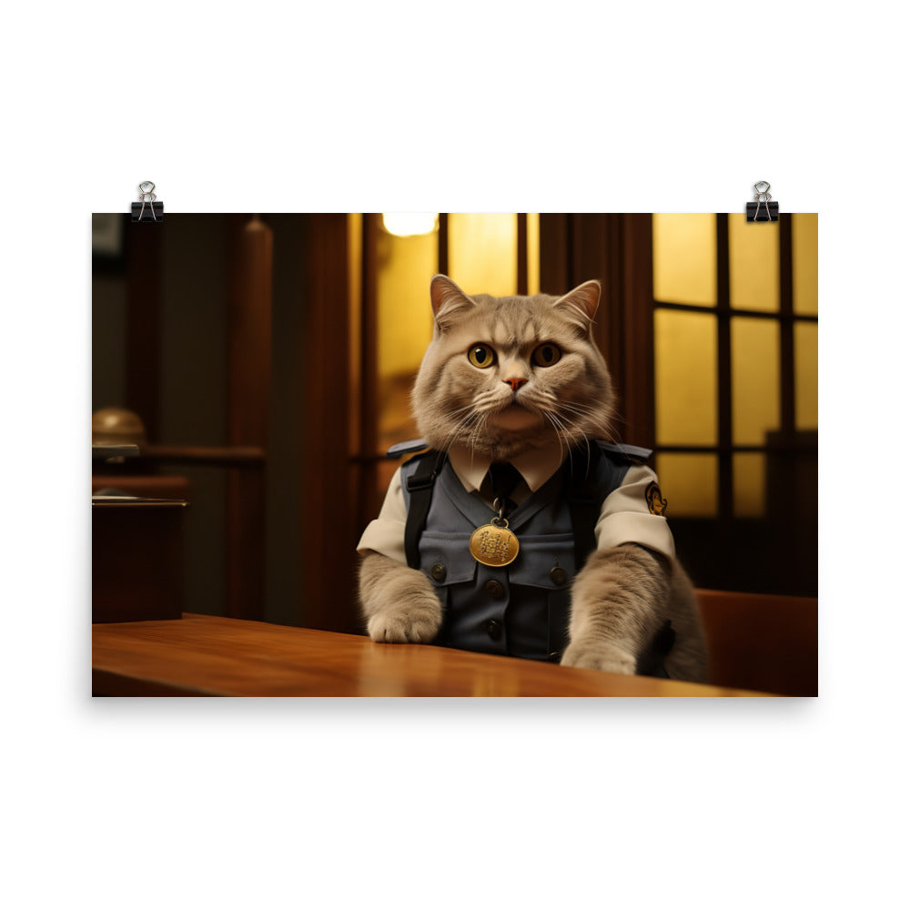 Scottish Fold Security Officer Photo paper poster - PosterfyAI.com