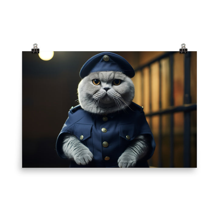 Scottish Fold Prison Officer Photo paper poster - PosterfyAI.com