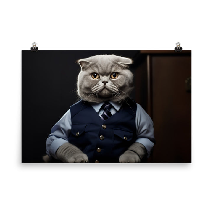 Scottish Fold Prison Officer Photo paper poster - PosterfyAI.com