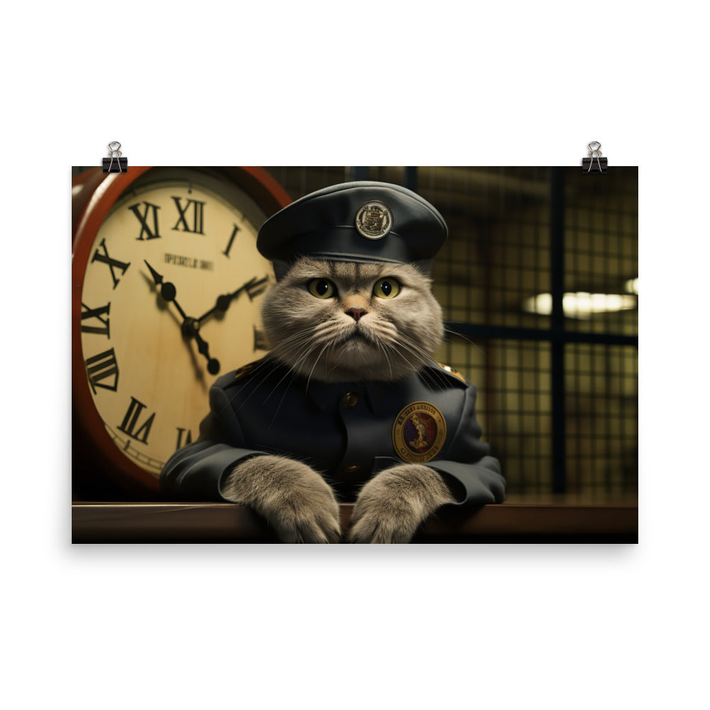 Scottish Fold Prison Officer Photo paper poster - PosterfyAI.com