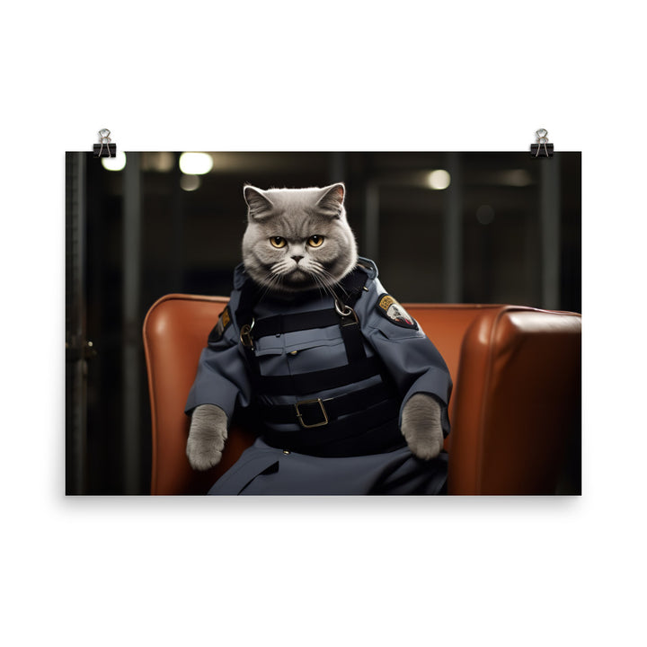 Scottish Fold Prison Officer Photo paper poster - PosterfyAI.com