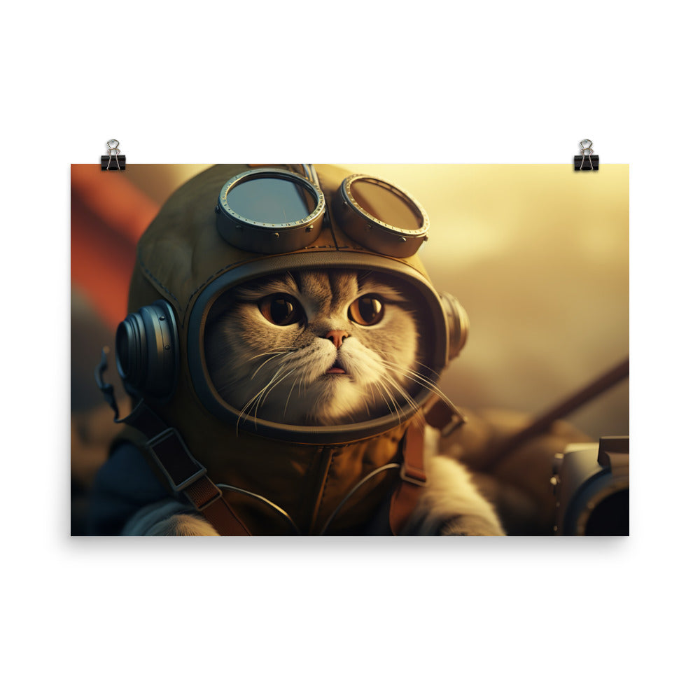 Scottish Fold Pilot Photo paper poster - PosterfyAI.com