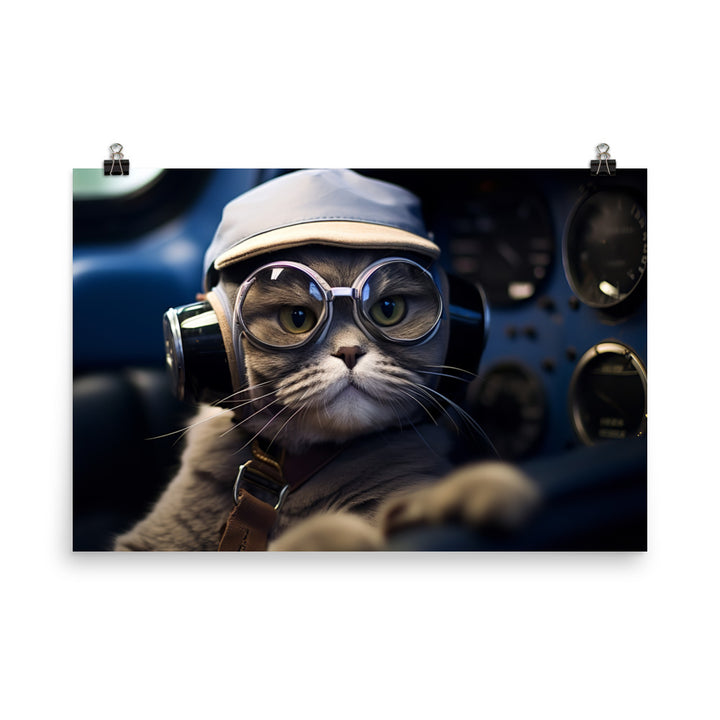 Scottish Fold Pilot Photo paper poster - PosterfyAI.com