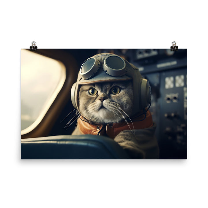 Scottish Fold Pilot Photo paper poster - PosterfyAI.com