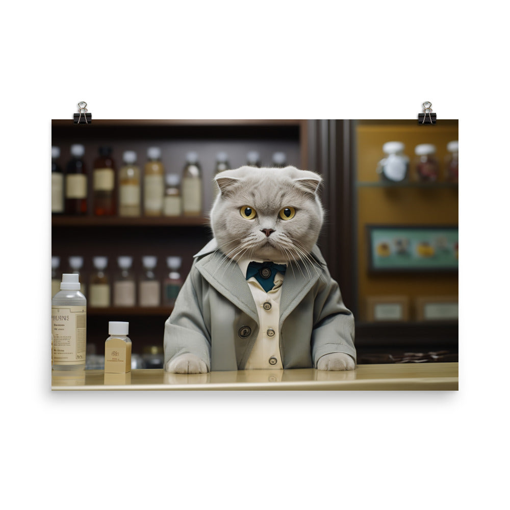 Scottish Fold Pharmacist Photo paper poster - PosterfyAI.com