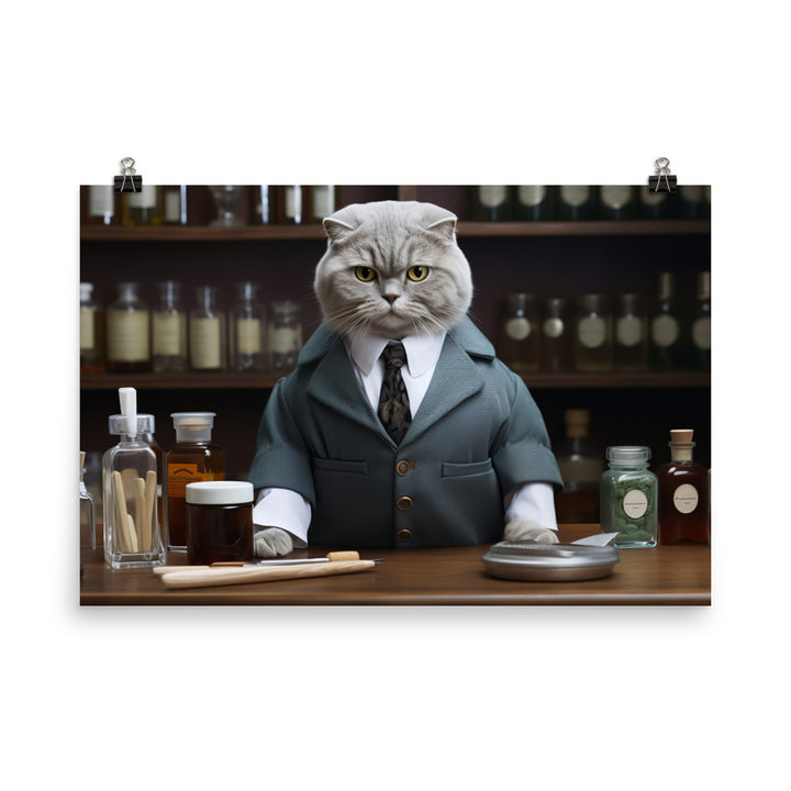 Scottish Fold Pharmacist Photo paper poster - PosterfyAI.com