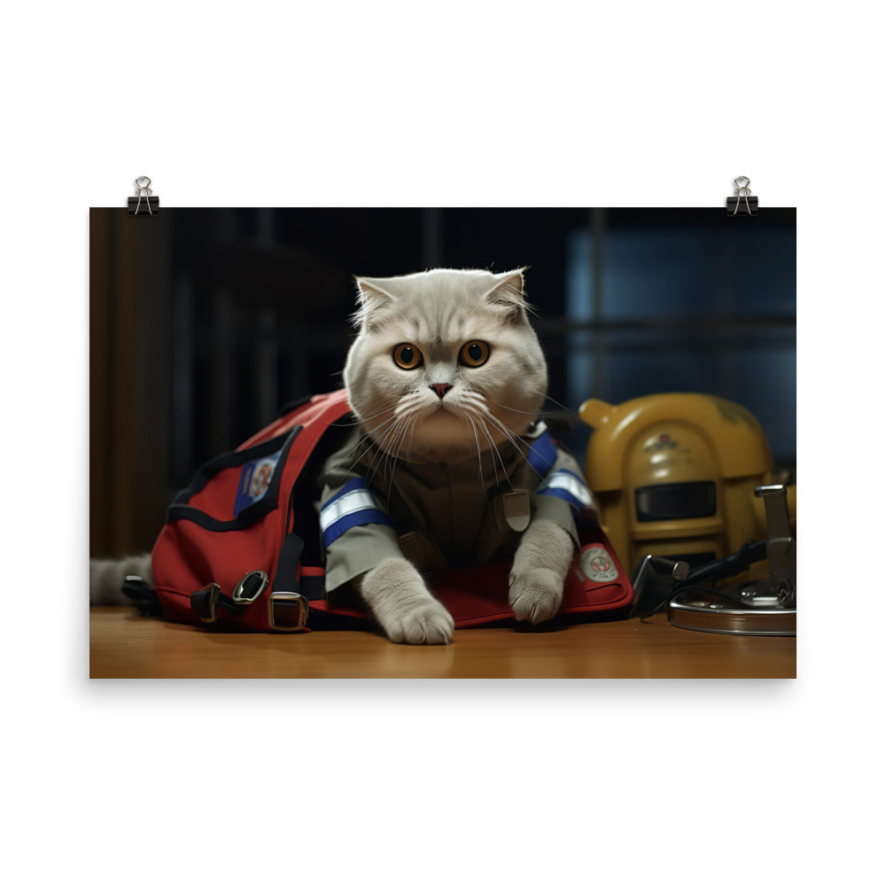 Scottish Fold Paramedic Photo paper poster - PosterfyAI.com