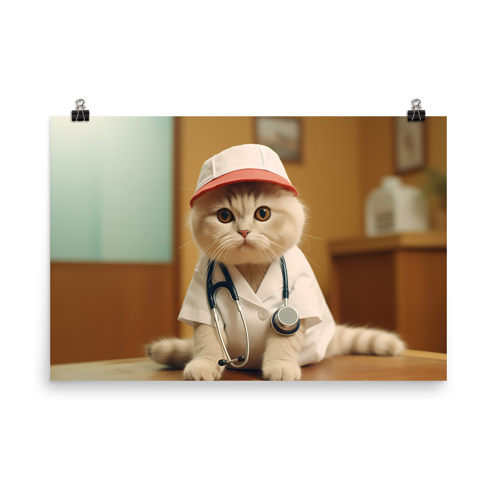 Scottish Fold Nurse Photo paper poster - PosterfyAI.com