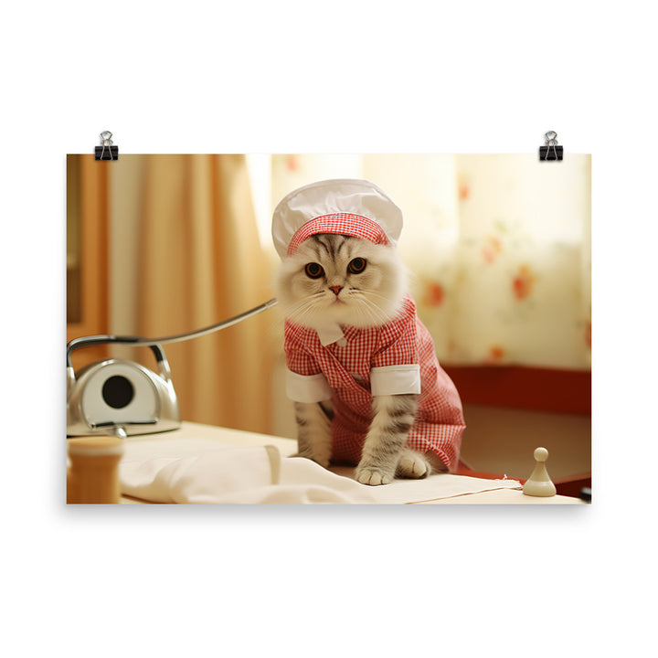 Scottish Fold Nurse Photo paper poster - PosterfyAI.com