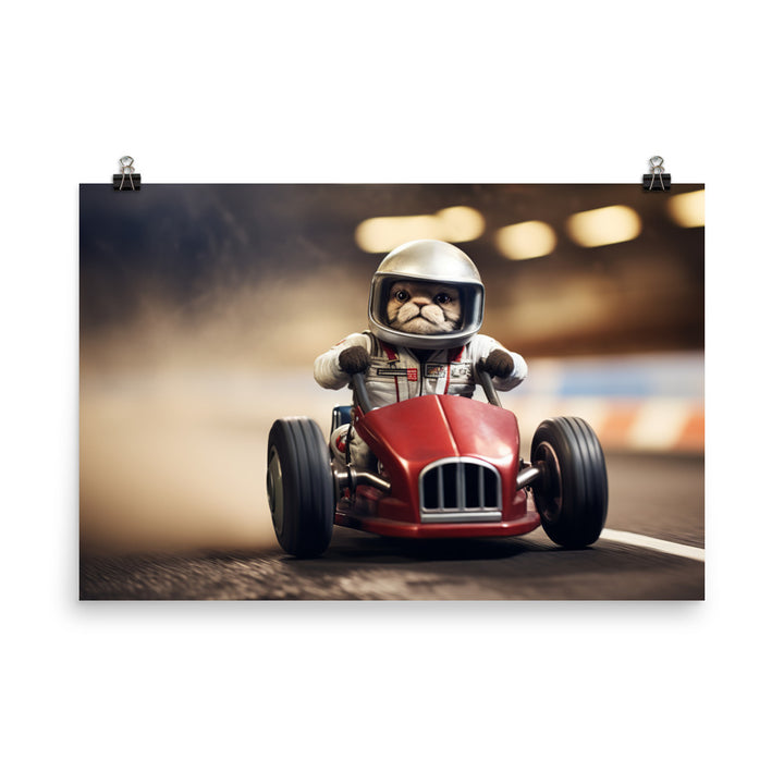 Scottish Fold Motorsport Athlete Photo paper poster - PosterfyAI.com