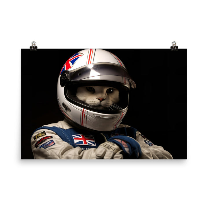 Scottish Fold Motorsport Athlete Photo paper poster - PosterfyAI.com