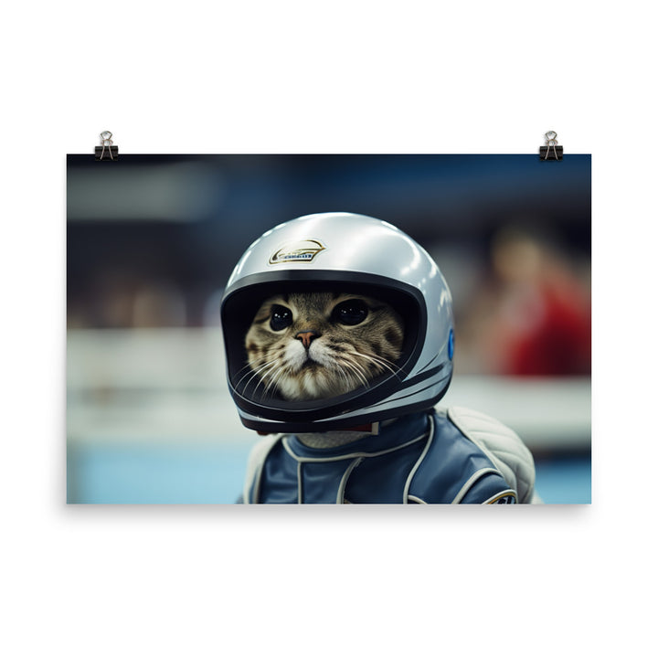 Scottish Fold Motorsport Athlete Photo paper poster - PosterfyAI.com