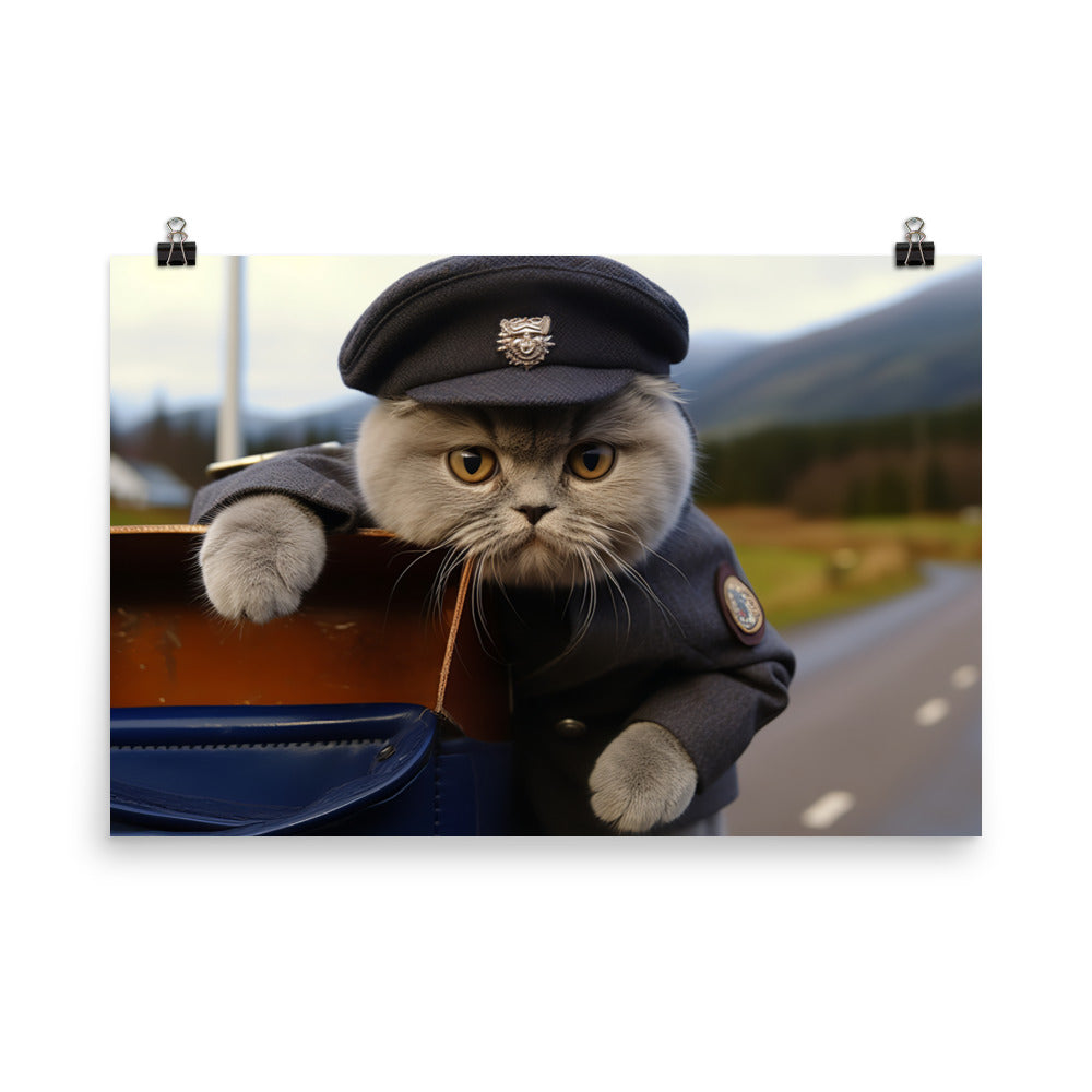 Scottish Fold Mail Carrier Photo paper poster - PosterfyAI.com