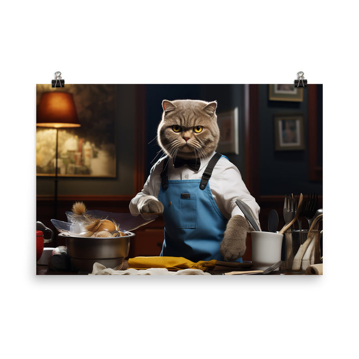 Scottish Fold Janitor Photo paper poster - PosterfyAI.com